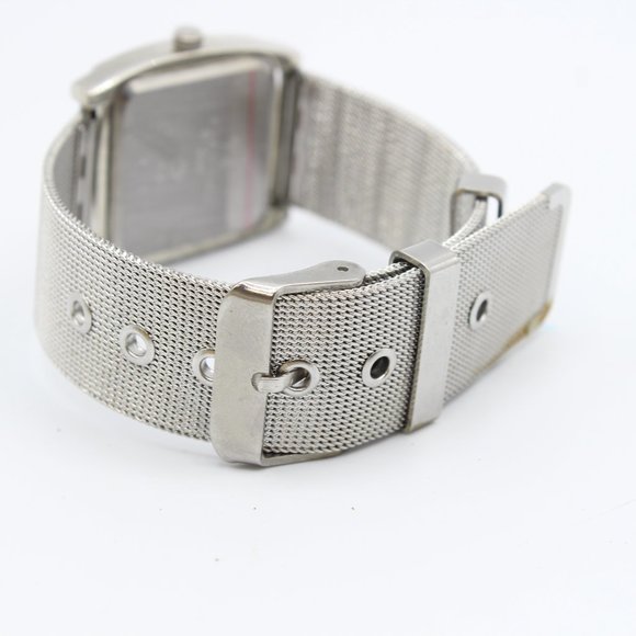 Eternal Love Women's Silver tone square watch, diamanté edge, metal strap - Picture 5 of 6